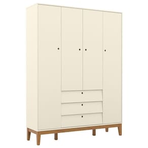 Guarda Roupa Infantil 4 Portas Unique Off White Eco Wood - Matic