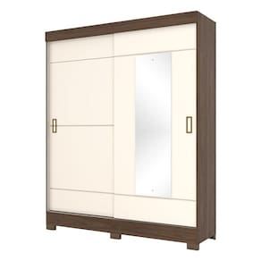 Guarda Roupa Solteiro B66 Castanho Off White – Briz Móveis