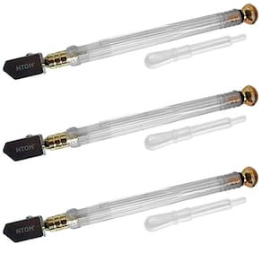 Kit 3 cortador de vidro a óleo autolubrificante profissional