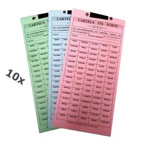 Cartela da Sorte Kit com 10 Cartelas Rifas para Sorteios – 50 Nomes