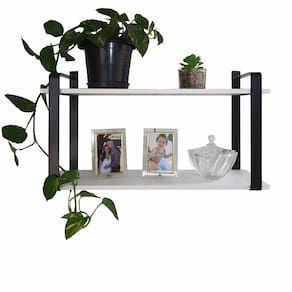Nicho industrial sala com prateleira dupla branco mdf 80cm