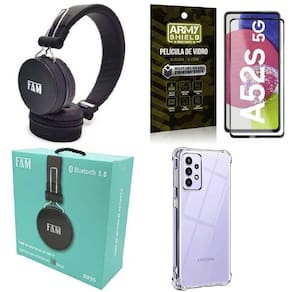 Capinha samsung a52s + fone bluetooth a095 + película 3d