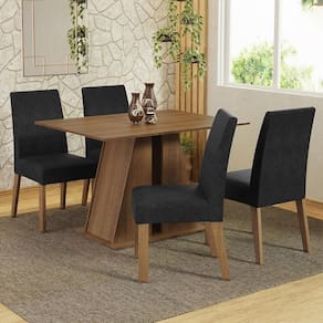 Conjunto Sala De Jantar Mesa Tampo De Madeira 4 Cadeiras Agnes Madesa Rustic/oxford