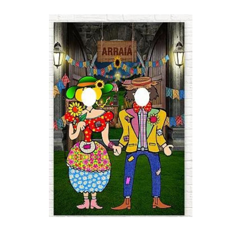 Painel Decorativo Vazado Festa junina casal caipira