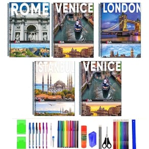 Kit 10 caderno capa dura grande arame foto com 40 materiais