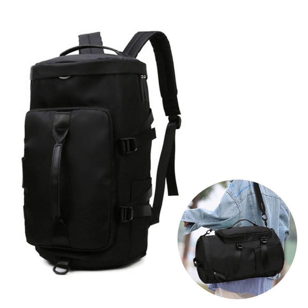 Bolsa feminina transversal vira mochila de costas mala preto