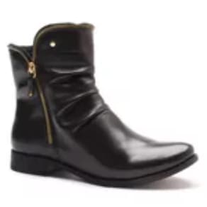 Bota Feminina Couro Casual Cano Curto Zíper Vegetale