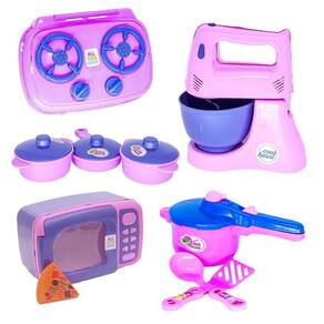 Kit eletro menina brinquedo panelas batedeira cozinha 10pç