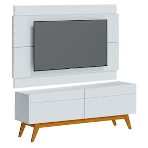 Rack Bancada 2 Gavetas e Painel para Tv Classic 1.4 Branco Acetinado - Imcal