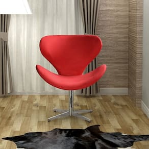 Poltrona Isis Cadeira Giratória Pés de Metal Decoração, Sala, Escritório, Recepção Suede Vermelho
