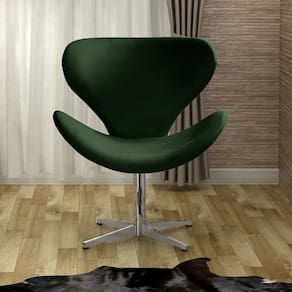 Poltrona Isis Cadeira Giratória Pés de Metal Decoração, Sala, Escritório, Recepção Verde