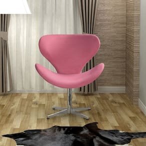 Poltrona Isis Cadeira Giratória Pés de Metal Decoração, Sala, Escritório, Recepção Rosa
