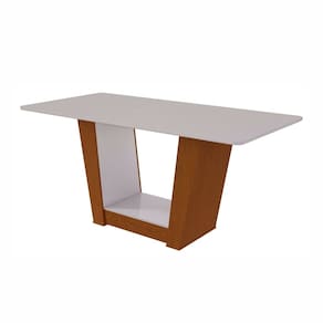 Mesa de Jantar 170x90cm Tampo Mdf/vidro Apogeu Frassino/Off White