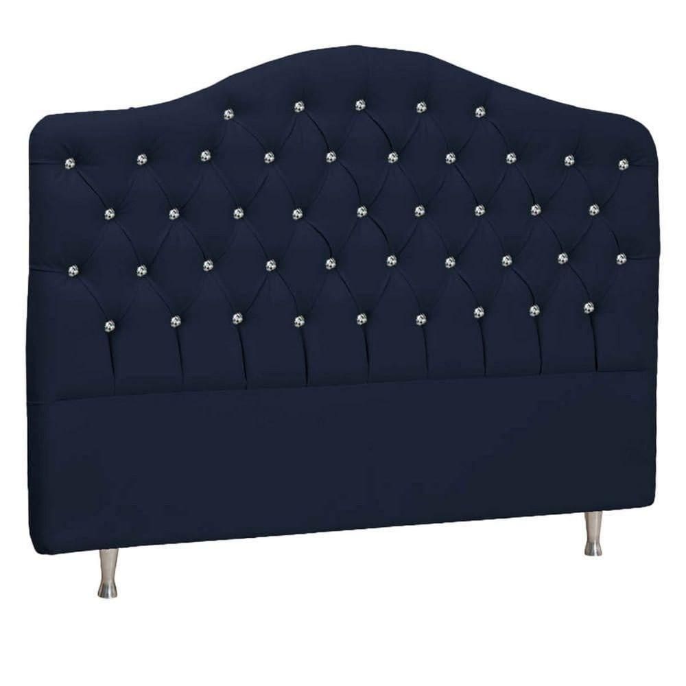 Cabeceira Solteiro P04 90 Cm Suede Azul Marinho Tca 948
