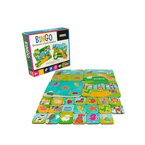 Jogo Infantil de Bingo Animais Educativo Madeira Zastras