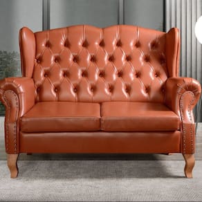 Sofá Imperador Namoradeira Chesterfield Retrô Colonial Caramelo