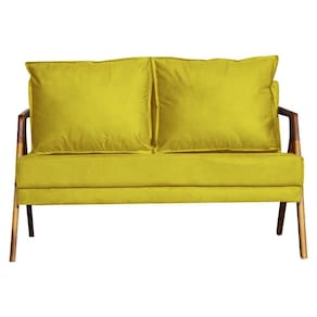Sofá 2 Lugares Namoradeira Veludo Mona Luxo Amarelo