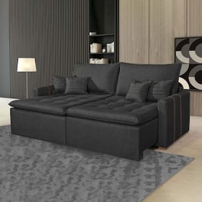 Sofá Retrátil 2 Lugares 200 Cm Chicago Kasacomigo Estofados Cinza