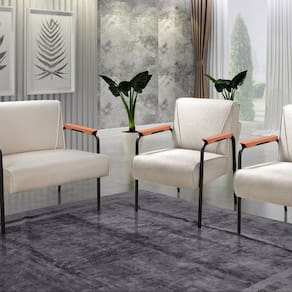 Conjunto com 2 Poltronas e Namoradeira Decorativa Jade Sala de Estar Bege