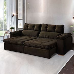 Sofá Retrátil e Reclinável 3 Lugares 250cm Vancouver Marrom