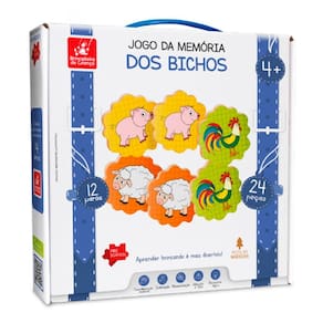 Jogo Memória Dos Bichos Animais Educativo Infantil Madeira