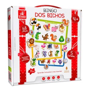 Jogo Bingo Dos Bichos Brinquedo Madeira Educativo 61 Peças