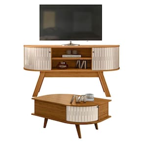 Rack Bancada Atlanta com Mesa de Centro Indianápolis Naturale Off White – Madetec