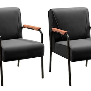 Kit 2 Poltronas Decorativas Jade Braços Fixo Preto