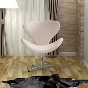 Poltrona Isis Cadeira Giratória Pés de Metal Decoração, Sala, Escritório, Recepção Bege Claro