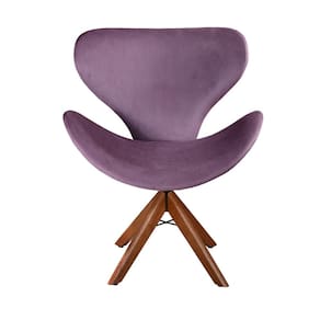 Poltrona Isis Cadeira Giratória Pé de Madeira Decoração, Sala, Escritório, Recepção Roxo