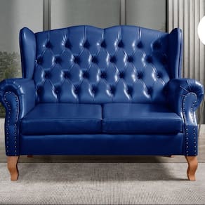 Sofá Imperador Namoradeira Chesterfield Retrô Colonial Azul