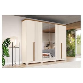 Guarda Roupa Casal Ambiente Napoli 6 Portas Off White Nature - Henn