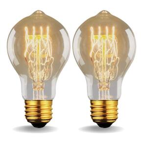 2 lâmpada filamento carbono bulbo a19 vintage retro edison