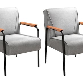 Kit 2 Poltronas Decorativas Jade Braços Fixo Cinza