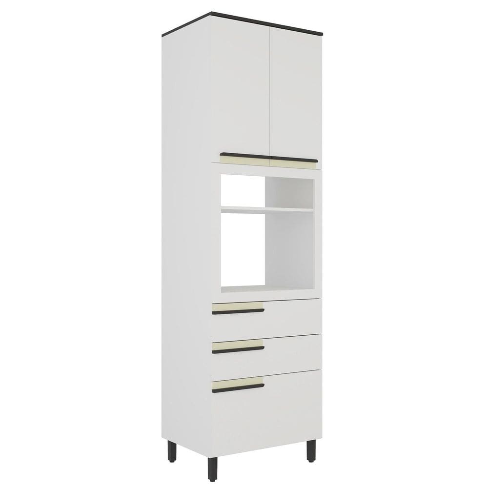 Torre Quente 70cm 2 Portas 3 Gavetas Cozinha Flórida Branco Artico