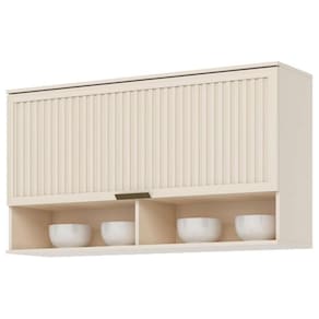 Armário Aéreo 1 Porta Basculante Ripado 120 cm Connect Off White – Henn