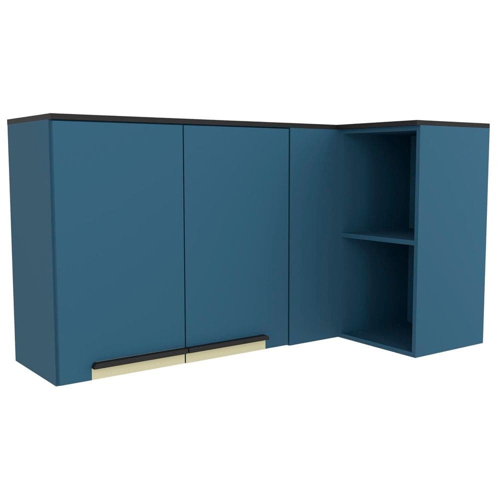 Armário Aéreo 135cm 2 Portas Canto Cozinha Flórida Azul Órion