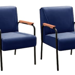Kit 2 Poltronas Decorativas Jade Braços Fixo Azul Marinho