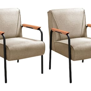 Kit 2 Poltronas Decorativas Jade Braços Fixo Marrom