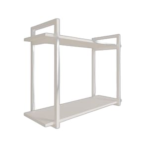 Nicho sala com prateleira dupla branco mdf 80cm base branca
