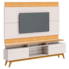 Rack Bancada 2 Gavetas com Nicho e Painel para Tv Classic 1.8 Off White Nature - Imcal