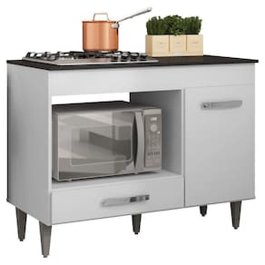 Balcão Para Cooktop Cozinha Carla Com Tampo 1 Porta Branco