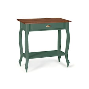 Bancada Aparador Mini Lavabo 1 Gaveta Pés Luiz XV Dália 3062 Linz Móveis - Verde Musgo/Imbuia Glazer