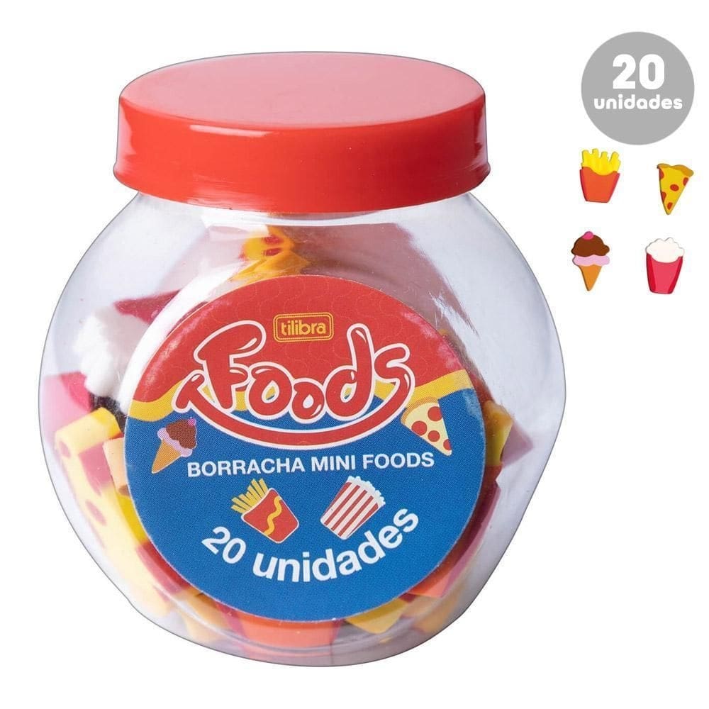 Borrachas mini foods comidas fofo 20 unidades tilibra
