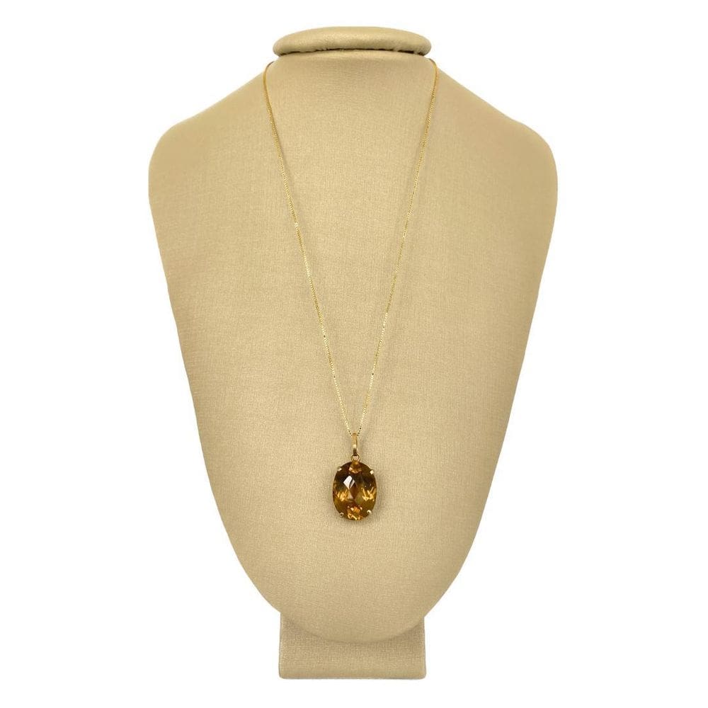 Colar prata 925 + ouro citrino -  p vecchio