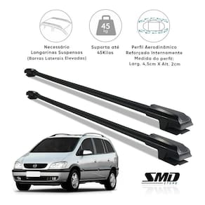 Rack travessa de teto aluminio gm zafira 1998 a 2012 preto preto especifico