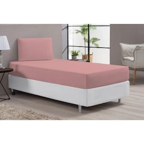 Lençol cama solteiro hotel clinica 400 fios rosê