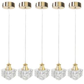 Kit 5 Pendente Cristal Interna Metal Dourado Bancada Bet42