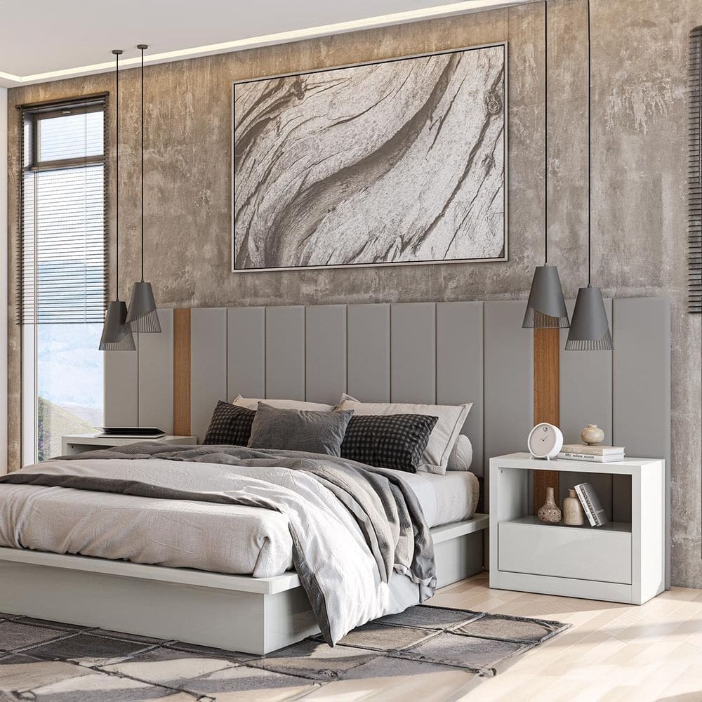 Cabeceira Estofada King Lisa 325 Cm em 100% MDF Freijó Dalla Costa