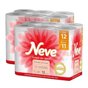 Kit 2 Papel Higiênico Neve Toque de Seda Folha Dupla 12un cada